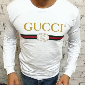 Придбати в подарунок чоловічий Gucci батник на осінь туреччина кольору білого оптом Україна