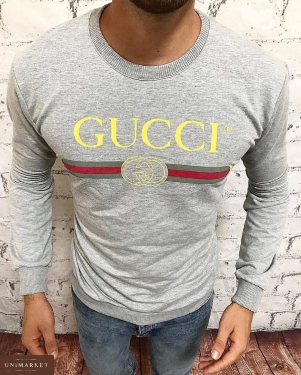 Купить дешево мужской батник Gucci на осень турция цвета меланж недорого