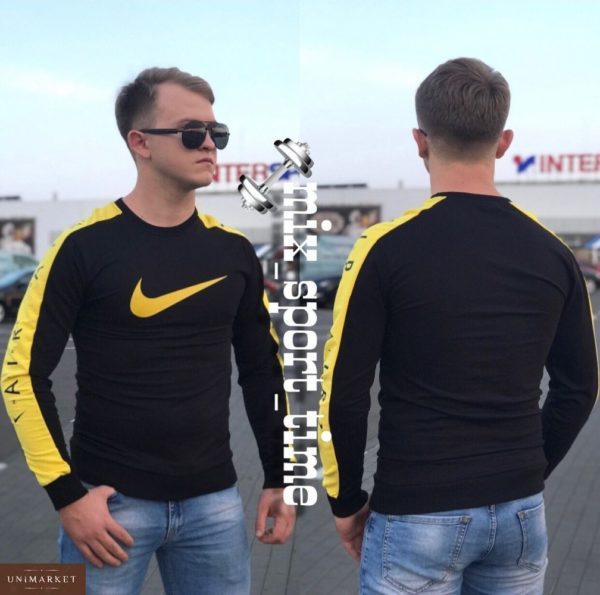 Приобрести в подарок мужской свитшот обтягивающий Nike турция цвета черного оптом Украина