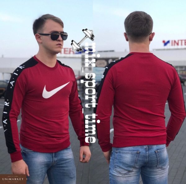 Заказать недорого мужской обтягивающий Nike свитшот турция цвета бордового в подарок
