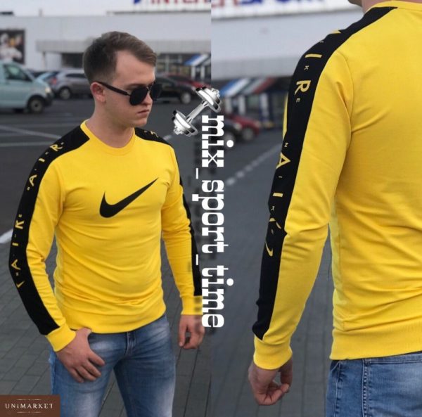 Заказать оптом обтягивающий мужской свитшот Nike турция цвета желтого недорого