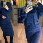Купить недорого женский костюм юбка + кофта на трикотаже из ангоры синего цвета в подарок