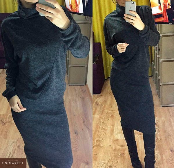 Заказать в подарок женский костюм юбка + кофта из ангоры на трикотаже черного цвета оптом Украина