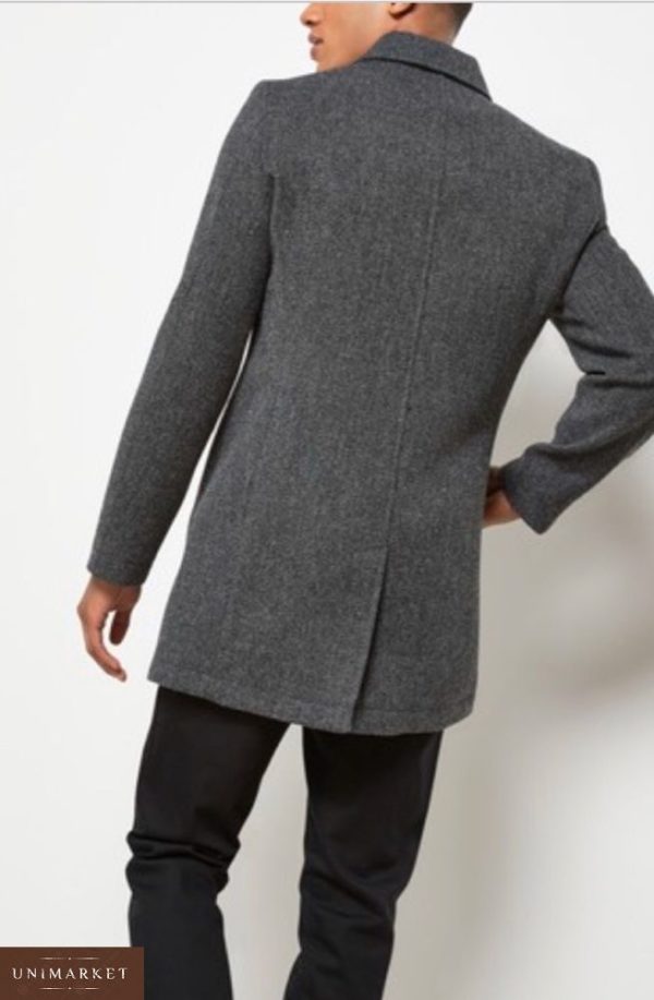 Придбати в подарунок чоловіче класичне пальто з силуетом строгим кольору сірого оптом Україна