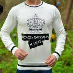 Приобрести в подарок мужской джемпер Gabbana & Dolce белого цвета больших размеров оптом Украина