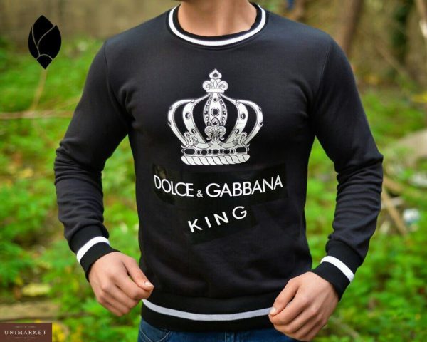 Купить дешево мужской джемпер Dolce & Gabbana черного цвета батал недорого