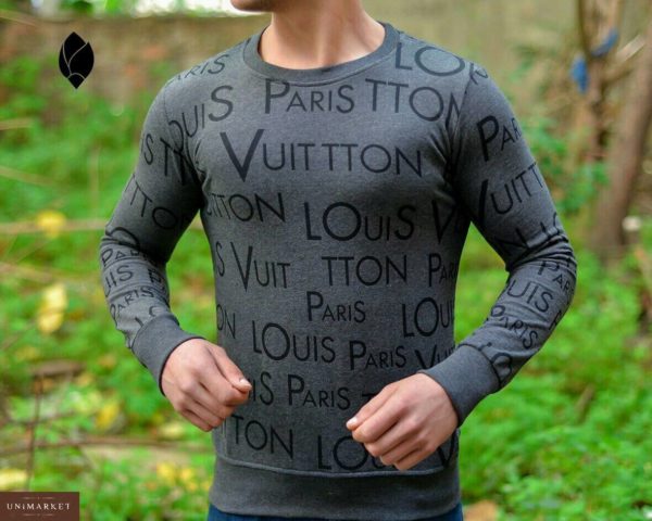 Заказать недорого мужской Louis джемпер Vuitton графитового цвета батал в подарок