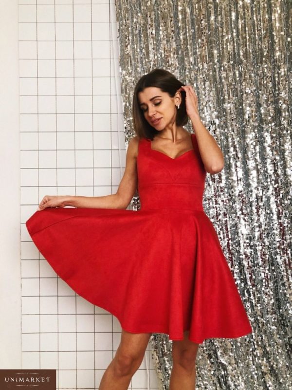 Придбати жіночу сукню ошатне з широкою спідницею червоного кольору в Україні