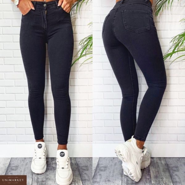 Приобрести в интернет-магазине женские стрейчевые джинсы цвета темно-синего дешево