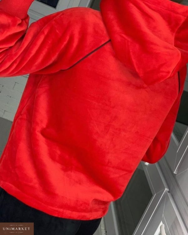 Приобрести в интернет-магазине женский спортивный велюровый костюм на флисе цвета красного дешево