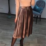 Приобрести юбку женскую из велюра с поясом в комплекте цвета мокко в Украине