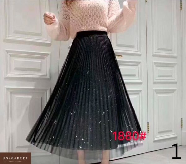 Приобрести в интернет-магазине юбку женскую плиссе из люрекса + сетка дешево