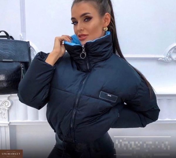 Приобрести недорого женскую короткую куртку на весну сзади змейка черного цвета оптом Украина