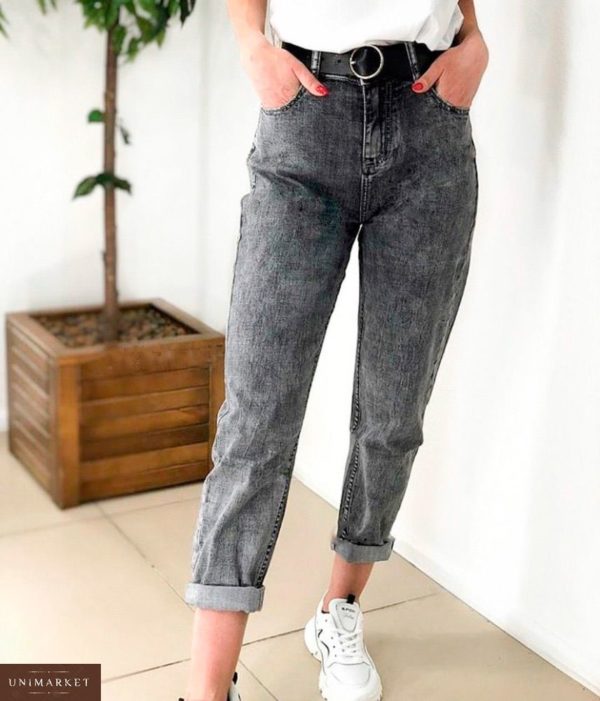 Придбати недорого жіночі сірі джинси мом оптом Україна