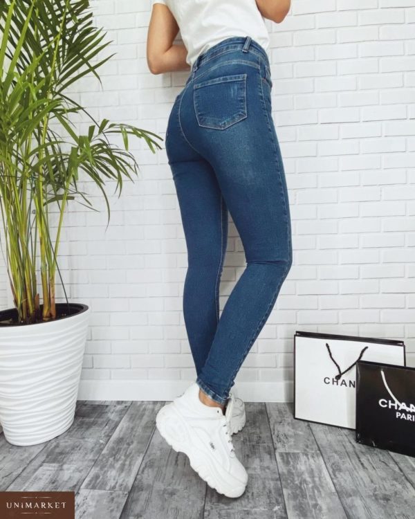 Придбати недорого жіночі сині стрейчеві джинси оптом України