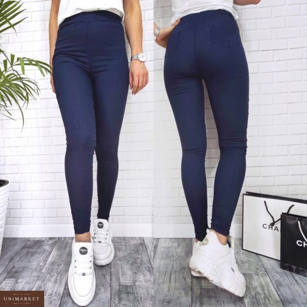 Придбати недорого жіночі джинсові лосини синього кольору оптом Україна