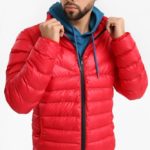 Заказать недорого мужскую куртку из био пуха дутик красного цвета батал в подарок