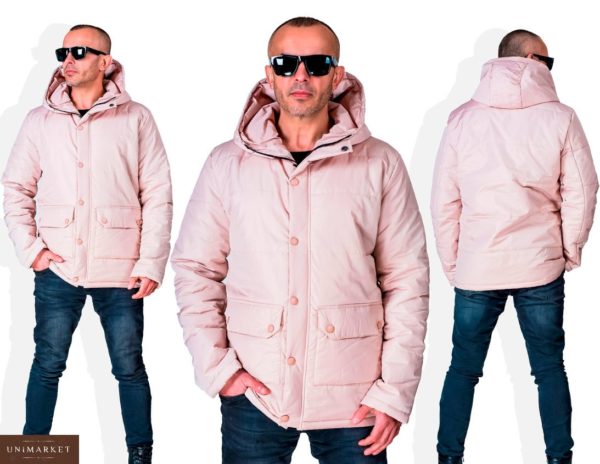 Приобрести в магазине мужскую весеннюю куртку на синтепоне цвета бежевый недорого