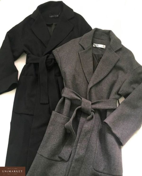 Заказать в подарок пальто женское из кашемира на подкладке черного цвета недорого