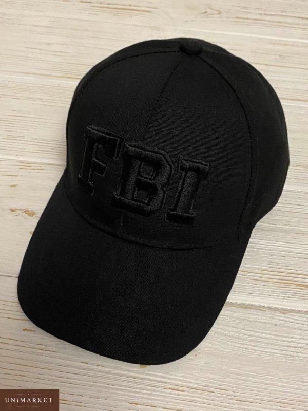 Купити в подарунок жіночу кепку чорну з котону з написом FBI чорного кольору в Україні