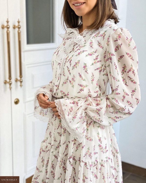 Купить женское платье из шифона белое в Украине