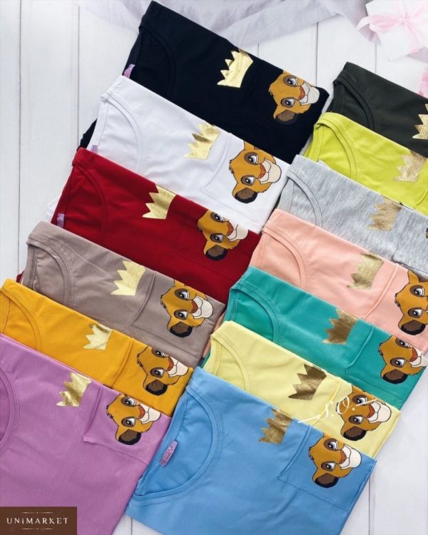Замовити в подарунок жіночу oversize футболку з принтом Lion King дешево