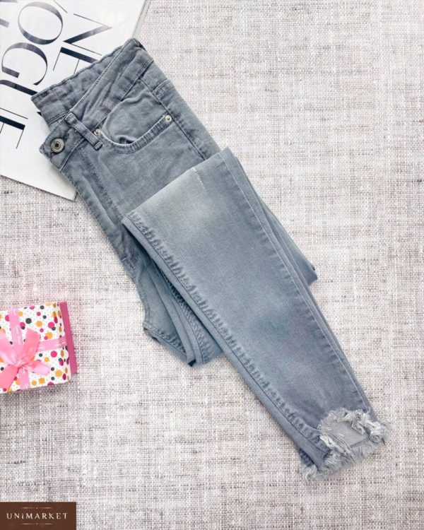 Заказать в подарок женские джинсы серые скинни с посадкой высокой дешево