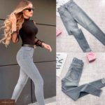 Придбати недорого жіночі сірі джинси skinny з високою посадкою оптом Україна