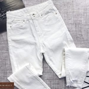 Заказать со скидкой женские белые джинсы скинни с высокой талией выгодно