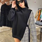 Купить онлайн женскую свободную тунику с имитацией пиджака в Украине дешево