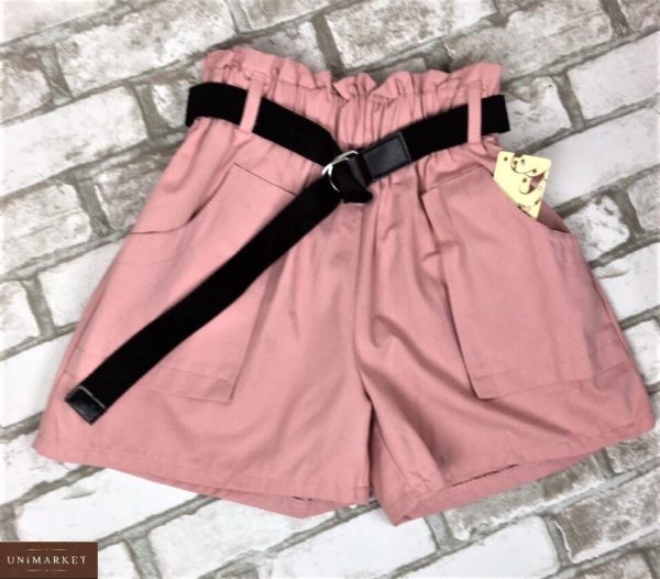 Приобрести розовые шорты на завышенной талии с поясом женские онлайн