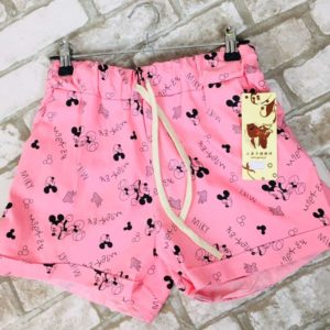 Купить женские розовые шорты из хлопка с принтом Микки Маус онлайн