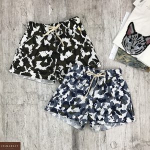 Заказать женские шорты из хлопка с принтом (камуфляж, пальмы) разноцветные дешево онлайн