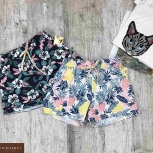 Купить женские шорты из хлопка с принтом (камуфляж, пальмы) разноцветные по низким ценам