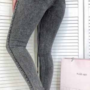 Придбати жіночі темно-сірі джинси американка із завищеною талією за спеціальними пропозиціями