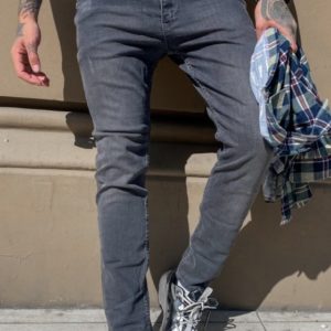 Заказать мужские серые зауженные джинсы с карманами в Украине