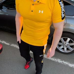 Заказать онлайн желтый мужской спортивный костюм поло+штаны со змейками (размер 46-54) в Киеве, Днепре, Львове