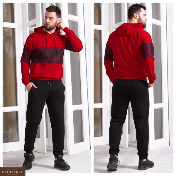 Придбати червоний чоловічий спортивний костюм зі вставками з сітки (розмір 48-56) по знижці