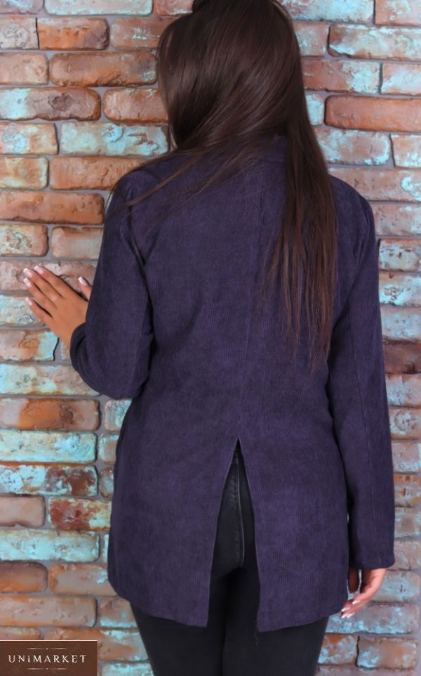Заказать синий женский вельветовый пиджак свободного кроя (размер 42-52) в Киеве, Львове