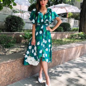 Замовити жіноче зелену сукню з квітковим принтом в Україні