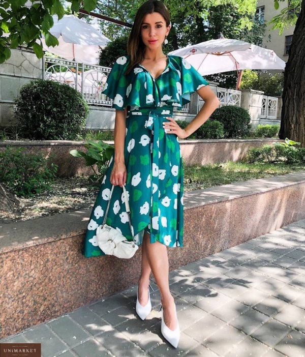Замовити жіноче зелену сукню з квітковим принтом в Україні