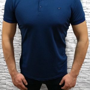 Замовити синю чоловічу базову футболку поло з бавовни (розмір 46-54) в Україні