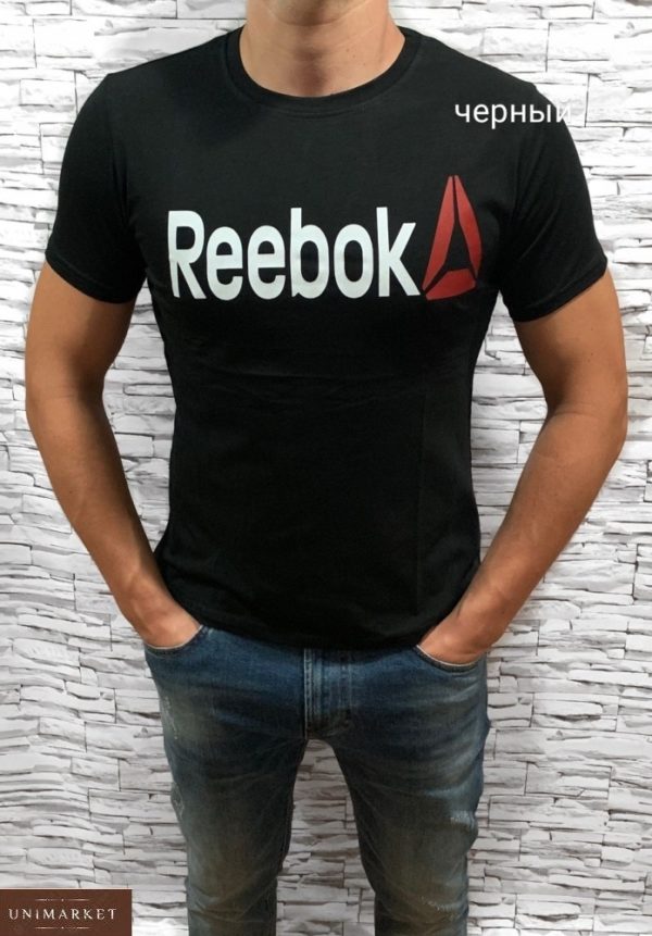Заказать черную мужскую футболку Reebok с круглым вырезом (размер 46-54) недорого