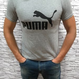 Купить серую мужскую футболку Puma с круглым вырезом (размер 46-54) по низким ценам