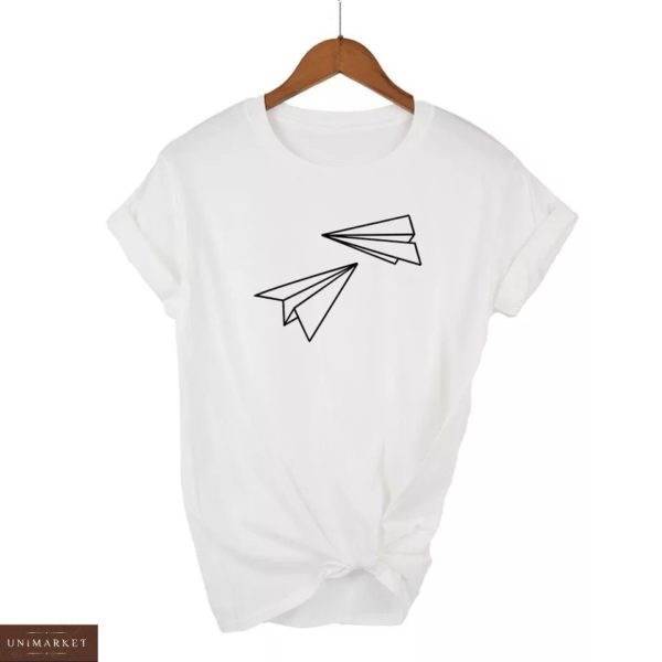 Купити жіночу жіночу вільну футболку з паперовими літаками в Києві, Дніпрі, Львові