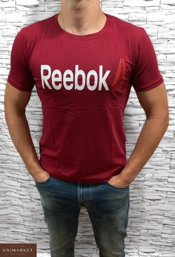 Купить бордовую мужскую футболку Reebok с круглым вырезом (размер 46-54) по низким ценам