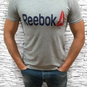 Приобрести серую мужскую футболку Reebok с круглым вырезом (размер 46-54) в Украине
