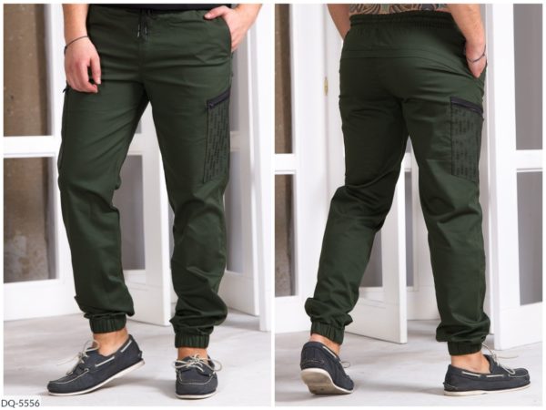 Купить зеленые мужские штаны джоггеры с накладным карманом (размер 48-54) по низким ценам