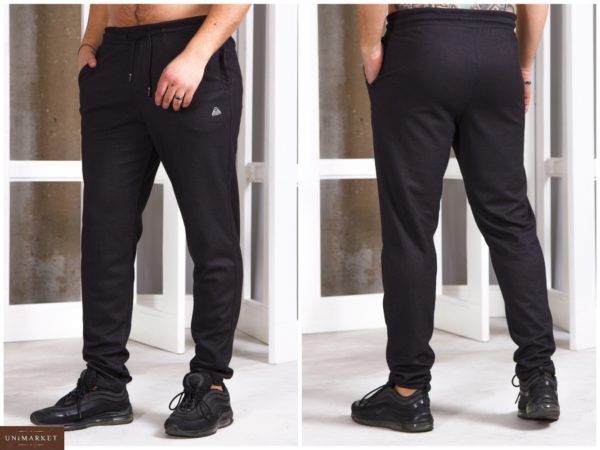 Приобрести черные мужские спортивные штаны без манжета с карманами (размер 48-56) в Украине