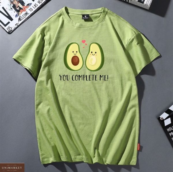 Купить зеленую женскую футболку с принтом две половинки авокадо в Харькове, Львове